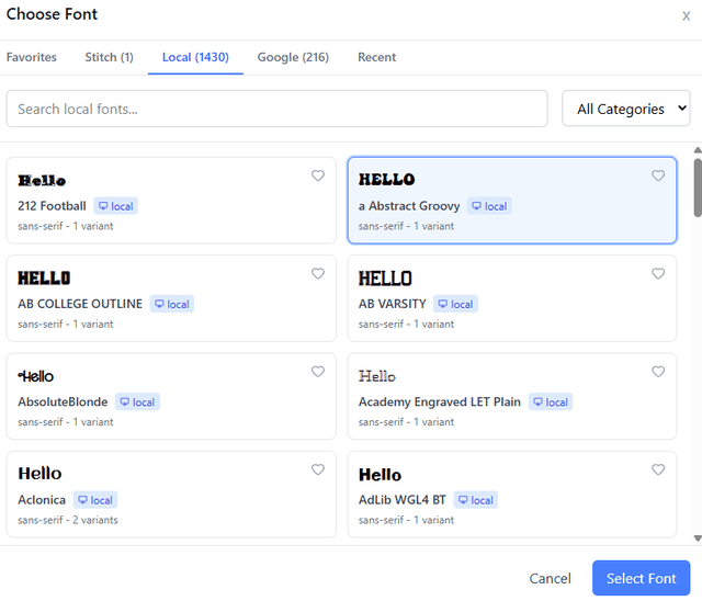Font styles and sizing options in TypeAlot needlepoint design software